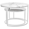 Стеклянные столики Набор кофейных столиков Tango белый мрамор с белыми ножками