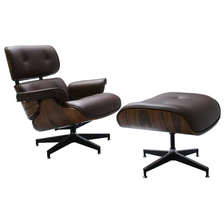 Кресло EAMES LOUNGE CHAIR и оттоманка EAMES LOUNGE CHAIR коричневые