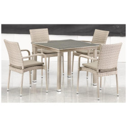 Комплект плетеной мебели T257C/Y376C-W85 Latte (4+1) + подушки на стульях