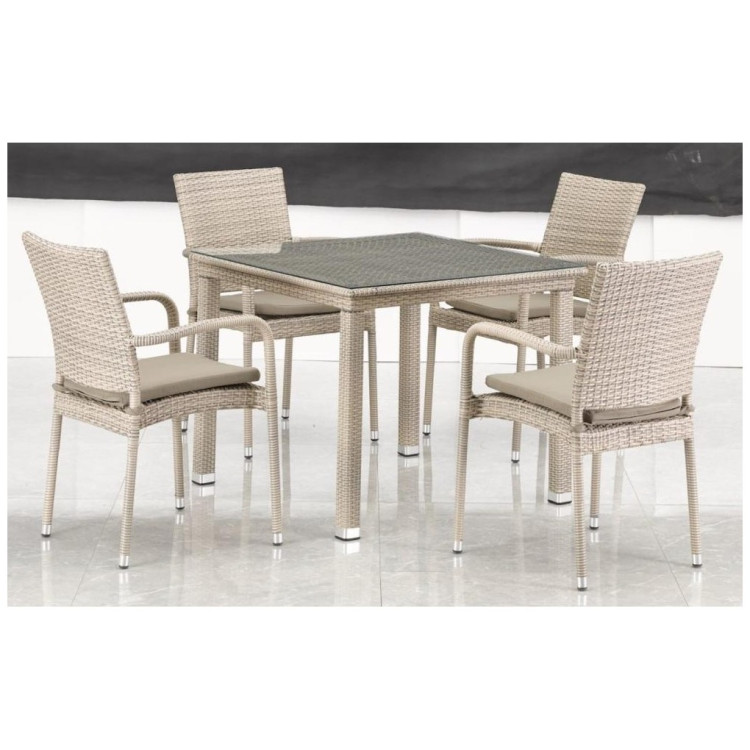 Обеденные комплекты для кафе Комплект плетеной мебели T257C/Y376C-W85 Latte (4+1) + подушки на стульях
