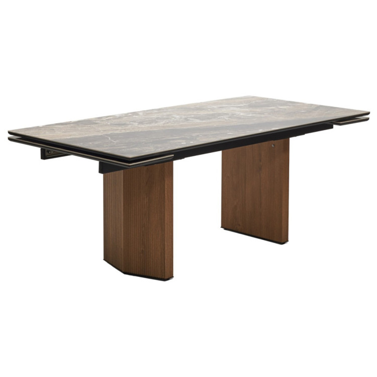  МОЦАРТ 200 обеденый стол с керамической столешницей, цвет темно-коричневый мрамор