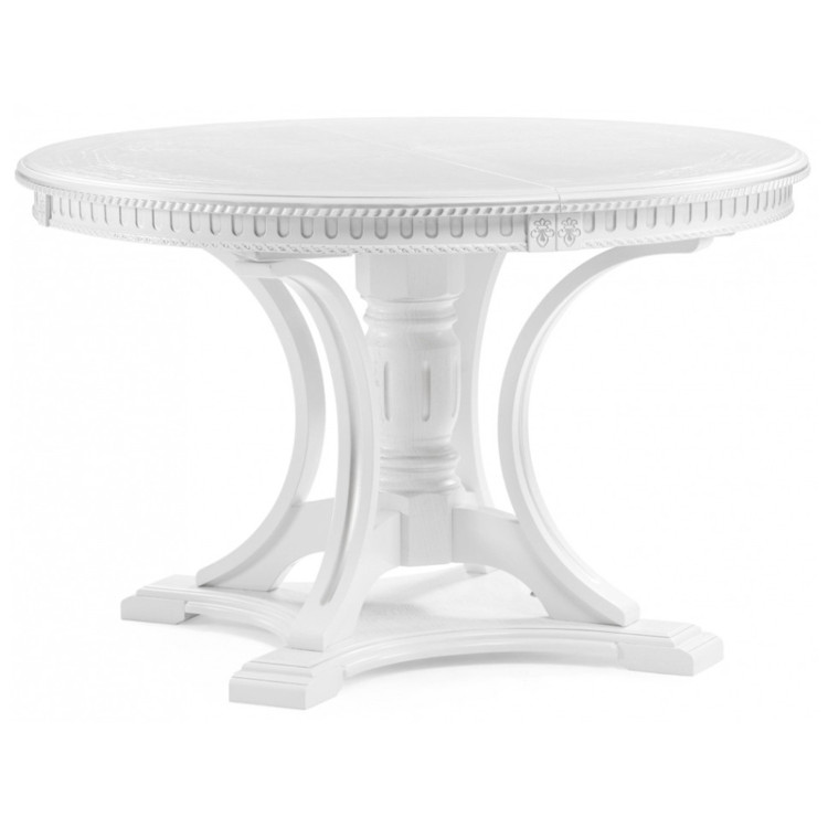 НОЗЕАН круглый стол из массива дерева с патиной, цвет белый