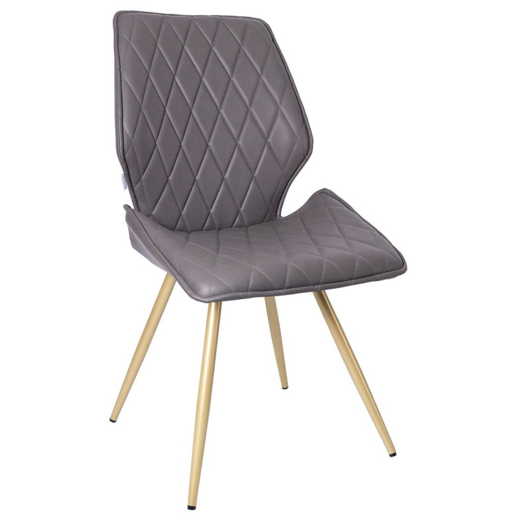 Стулья DC233 Стул мягкий поворотный 360, СЕРЫЙ экокожа, каркас металл, шампань КРУГЛЫЙ