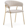 Стул-кресло KAMELIA, обивка ткань велюр бежевый, каркас металл золото