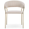 Стул-кресло KAMELIA, обивка ткань велюр бежевый, каркас металл золото