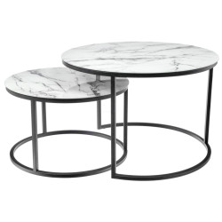 Набор кофейных столиков Tango белый мрамор с черными ножками Комплект журнальных столиков