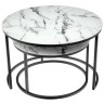 Стеклянные столики Набор кофейных столиков Tango белый мрамор с черными ножками