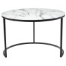 Стеклянные столики Набор кофейных столиков Tango белый мрамор с черными ножками