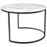 Стеклянные столики Набор кофейных столиков Tango белый мрамор с черными ножками