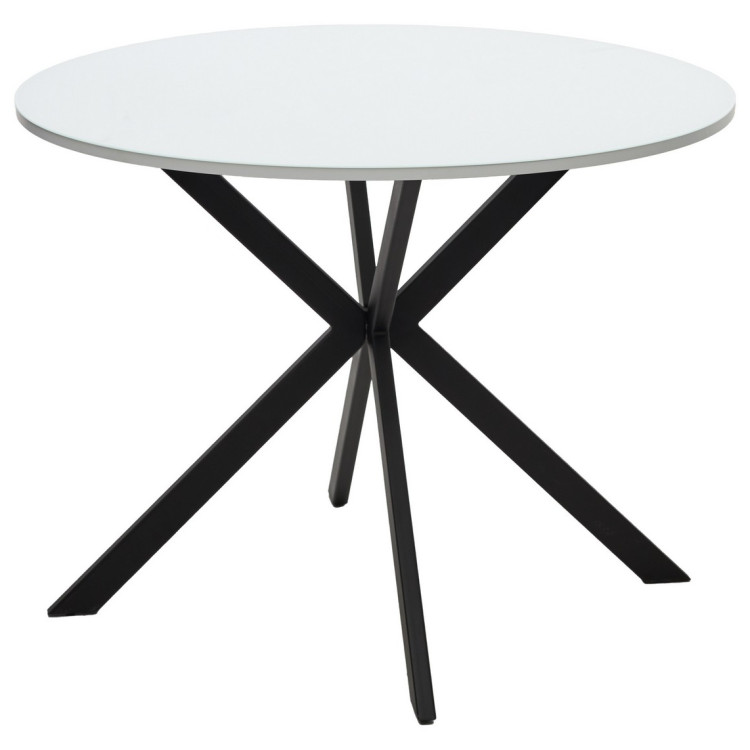 Кухонные столы Стол ВЕГА D100 Белый, стекло/ черный каркас М-City