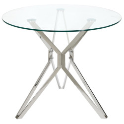 DT625 Стол обеденный стеклянный D90, основание металл хром стеклянный обеденный стол