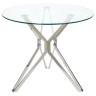 Стеклянные столы DT625 Стол обеденный стеклянный D90, основание металл хром