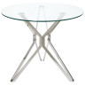 Стеклянные столы DT625 Стол обеденный стеклянный D90, основание металл хром