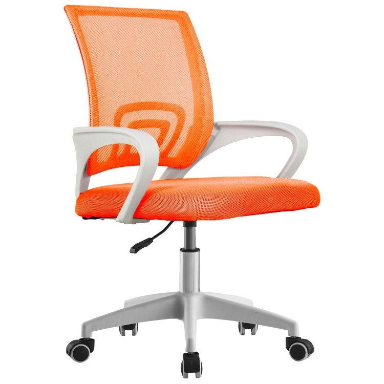Офисные кресла DC453 Кресло офисное сетка/сиденье ОРАНЖЕВЫЕ, крестовина пластик БЕЛЫЙ