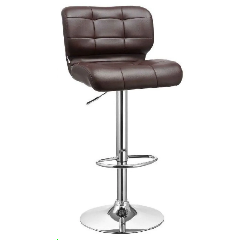 Полубарные стулья DC833 Стул барный мягкий, КОРИЧНЕВЫЙ экокожа, каркас металл хром