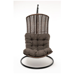 Подвесное кресло-кокон "Виши" подвесное кресло-кокон из искусственного ротанга, цвет коричневый с серо-коричневой подушкой