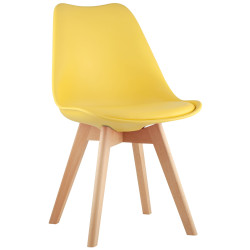 Frankfurt желтый, сиденье из сочетания пластика и экокожи, ножки деревянные