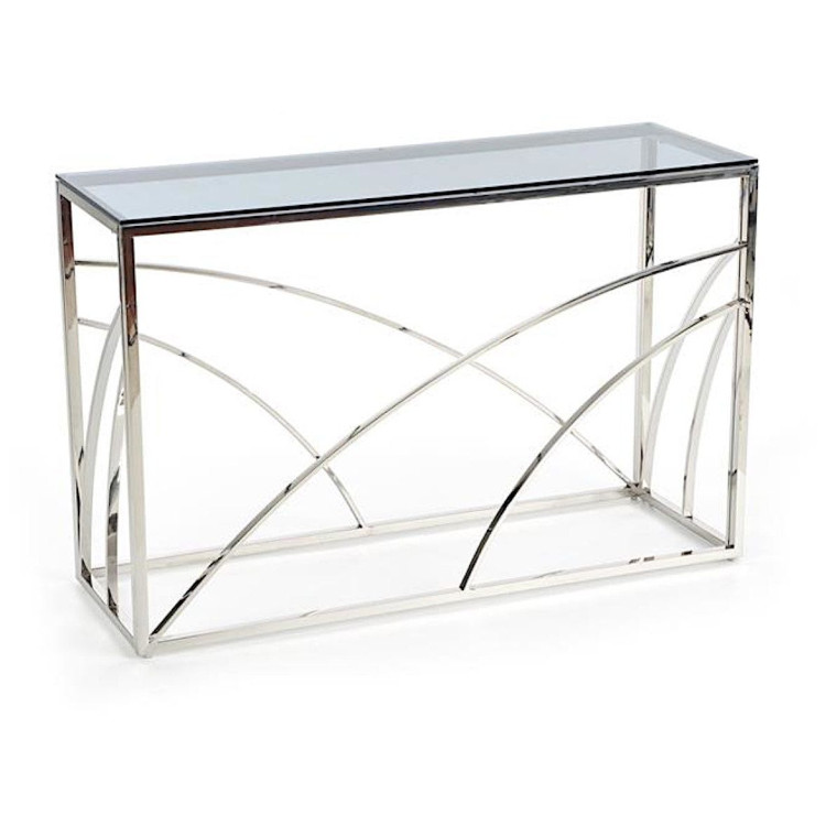 Консольные столики Консольный столик AURORA прозрачное стекло 120*40*78, каркас серебро