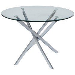 DT6601 Стол обеденный (Диаметр 900,стеклянный, ножки белые) стеклянный обеденный стол