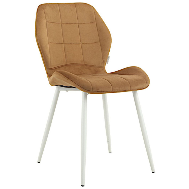 Стулья DC827 Стул мягкий, КОРИЧНЕВЫЙ#G62-61 велюр, каркас металл белый КРУГЛЫЙ