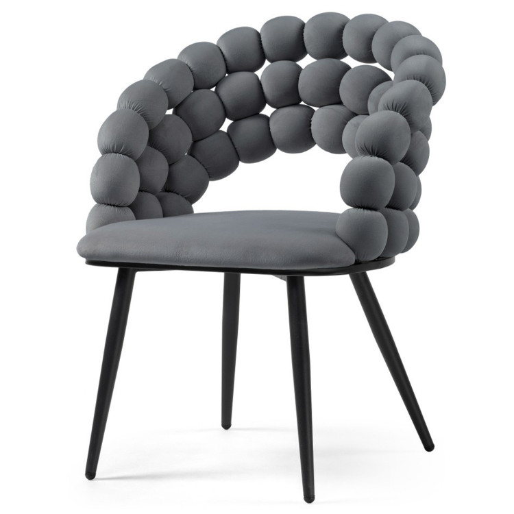 BALL стул на металлическом каркасе черного цвета с обивкой темно-серым велюром