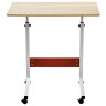 СТОЛЫ Стол многофункциональный на колесах, 60x40 см, «РОЛЛ», 2 ножки, регул.высота, мдф, металл, св. дерево, белый