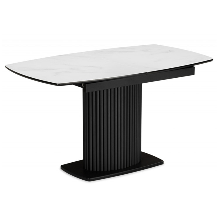 ФЕСТЕР 140 стол со стеклянной столешницей, цвет кристл статуарио / каркас черный