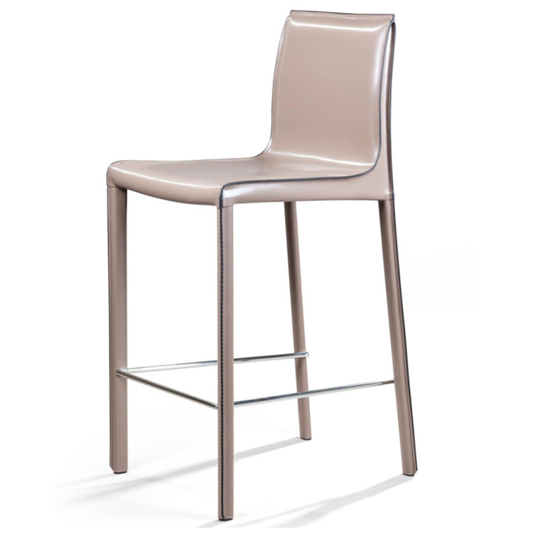 BARRIE полубарный стул с обивкой натуральной кожей, цвет капучино