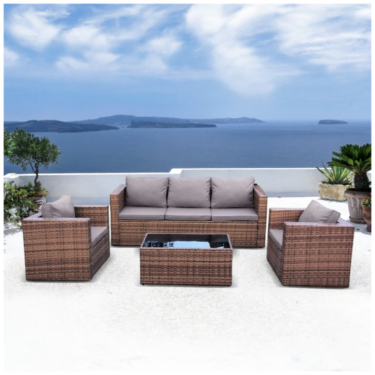 Комплекты мебели с диванами Комплект плетеной мебели AFM-302AL Brown