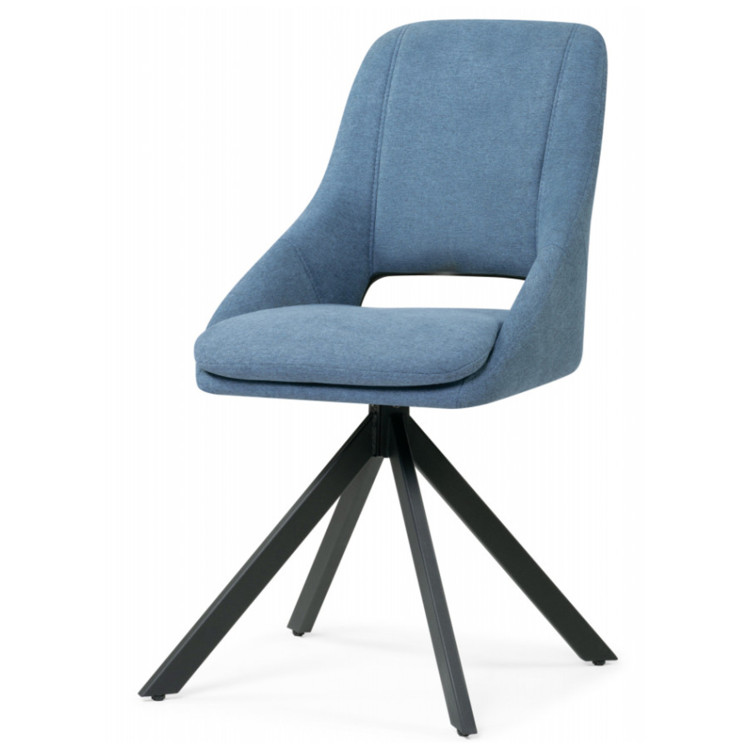 ОЛИВЕР 360 поворотный стул с обивкой тканью, цвет синий / каркас черный