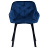 Стул-кресло DC-399 Стул мягкий с подлокотниками, СИНИЙ. велюр, каркас металл черный КВАДРАТ