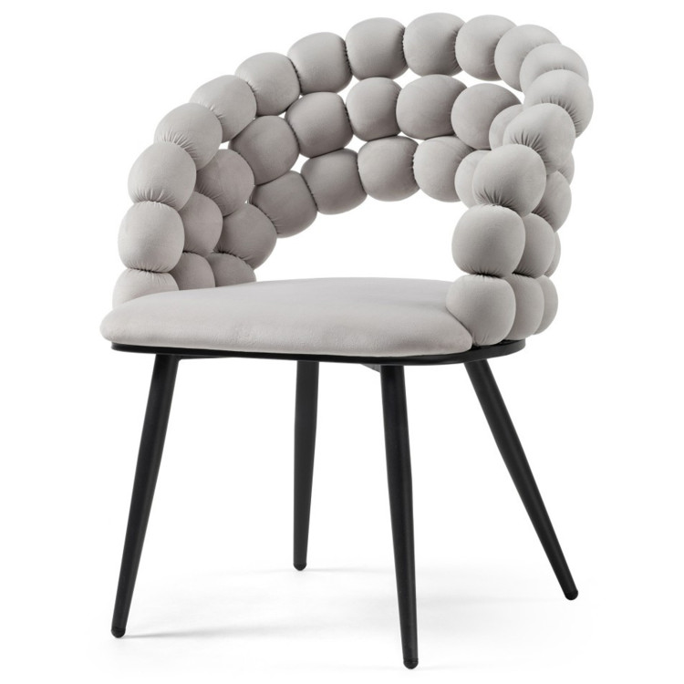 BALL стул на металлическом каркасе черного цвета с обивкой серым велюром