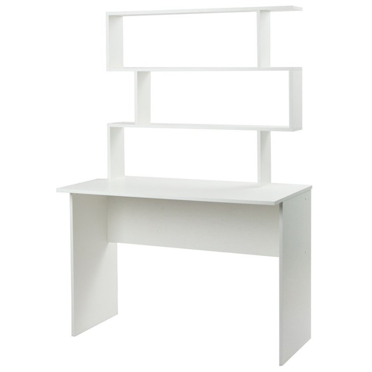 Компьютерные столы Дижон с надстройкой белое тиснение