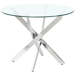 DT631 Стол обеденный стеклянный D100, основание металл хром стеклянный обеденный стол