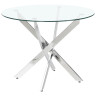Стеклянные столы DT631 Стол обеденный стеклянный D100, основание металл хром