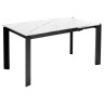 Стол обеденный CORNER 120 раздвижной, столешница керамическая MATT WHITE MARBLE SOLID CERAMIC, каркас BLACK, DISAUR