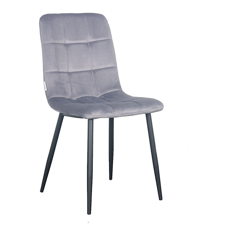 Стулья C919/DC809 Стул мягкий, ТЕМНО-СЕРЫЙ#h20 велюр, каркас металл черный КРУГЛЫЙ