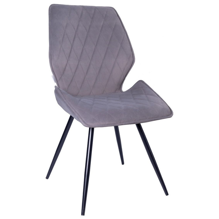 Стулья DC233 Стул мягкий поворотный 360, СЕРЫЙ#M420-16 велюр, каркас металл, черный КРУГЛЫЙ