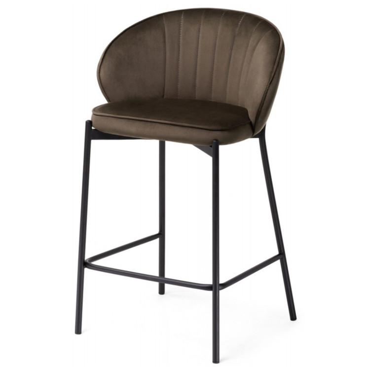 НЕЙЛ поубарный стул для гостинной с обивкой тканью велюр, цвет шоколадный