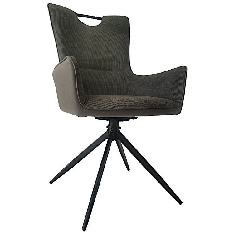 Стул-кресло DC23099 Стул мягкий поворотный 360*с подлокот,СЕРЫЙ, каркас металл черный КВАДРАТ