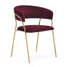 Стул-кресло KAMELIA 1, обивка ткань велюр красное вино, каркас металл золото