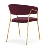 Стул-кресло KAMELIA 1, обивка ткань велюр красное вино, каркас металл золото
