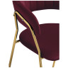 Стул-кресло KAMELIA 1, обивка ткань велюр красное вино, каркас металл золото