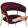 Стул-кресло KAMELIA 1, обивка ткань велюр красное вино, каркас металл золото