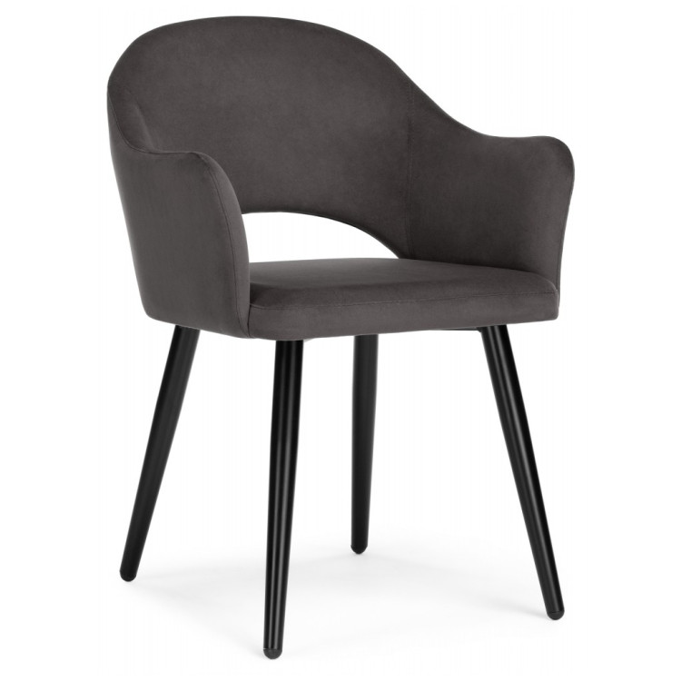 Стул-кресло Апри микровелюр графитовый / черный глянец