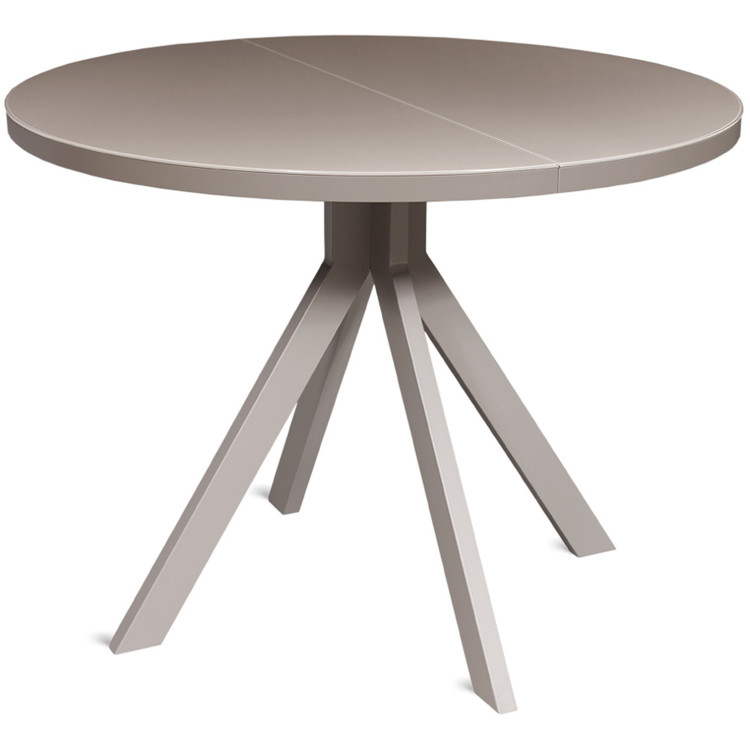 DOMENIC 90 стол со столешницей из сатинированного стекла, цвет капучино / каркас латте