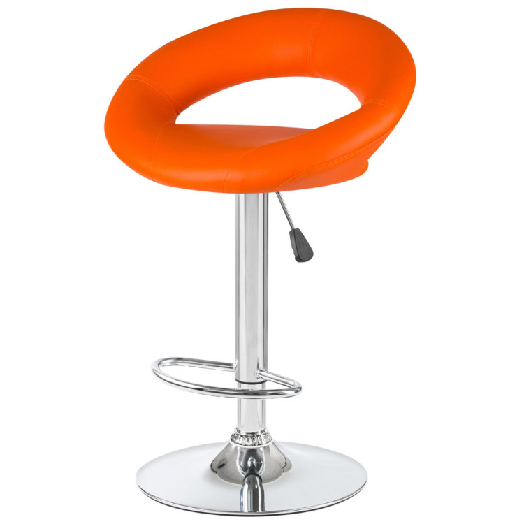 Стул барный DOBRIN MIRA, регулируемый, экокожа, оранжевый, хром
