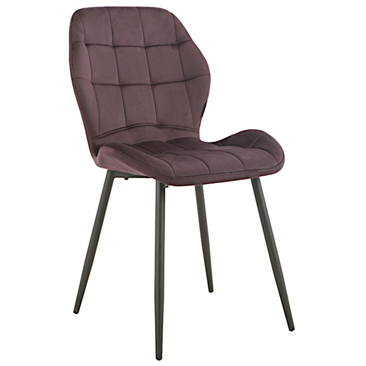 Стулья DC829 Стул мягкий, БАКЛАЖАН#G62-56 велюр, каркас металл черный КРУГЛЫЙ