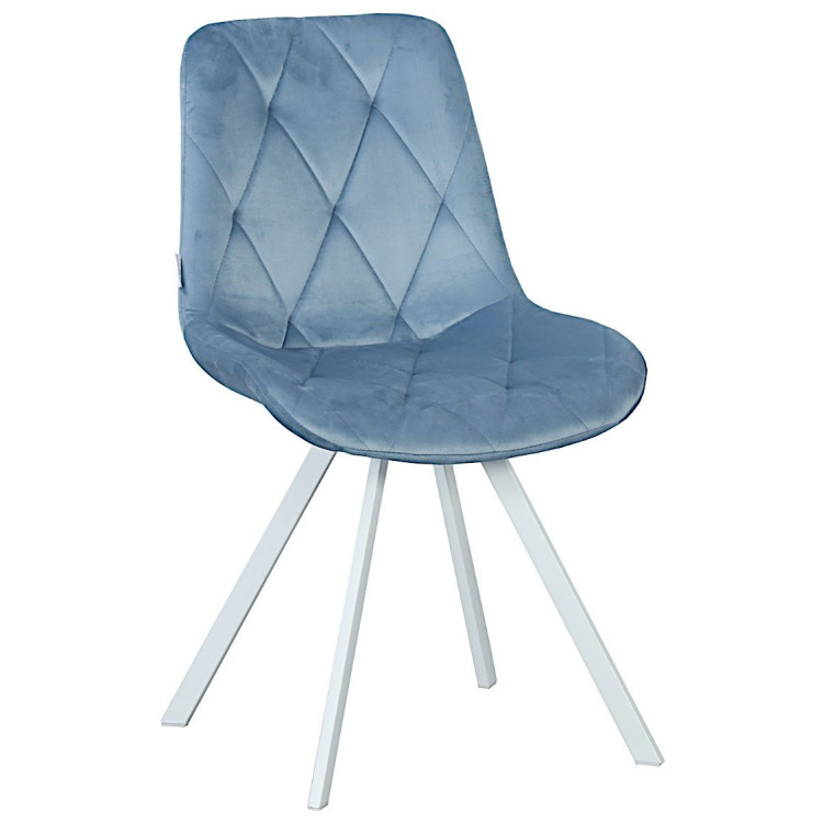 Стулья DC68 Стул мягкий поворотный, СИНИЙ КАМЕНЬ#G62-43 велюр, каркас металл белый