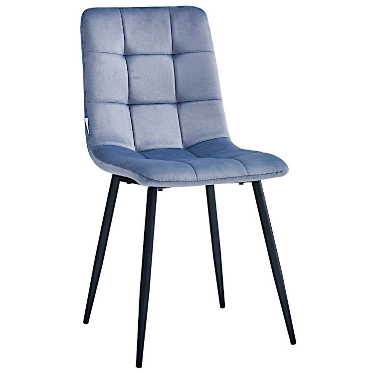 Стулья DC209 Стул мягкий, СЕРО-ГОЛУБОЙ#G62-85 велюр, каркас металл черный КРУГЛЫЙ